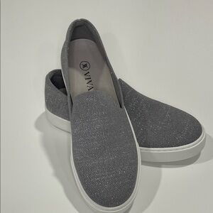 Vivaia Jenny Women's 40 Glittering Gray Slip-On Sneakers washable shoes loafer